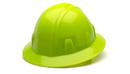 Type 1 Class E, Size 6.5-8, Full Brim Hard Hat, Hi-Vis Green