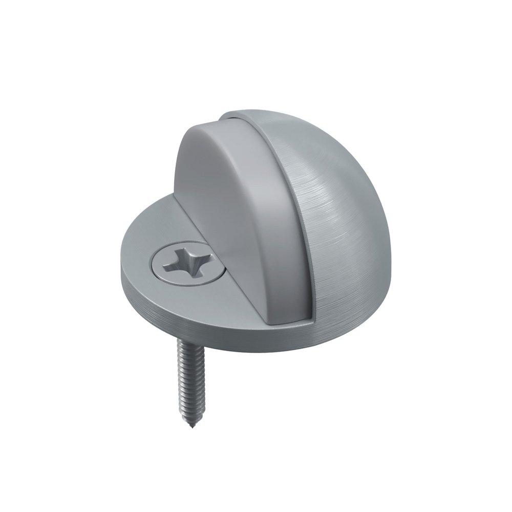 Solid Brass Doorstop Floor Mounted in Satin Chrome 