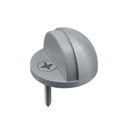 Solid Brass Floor Mounted Doorstop in Satin Chrome