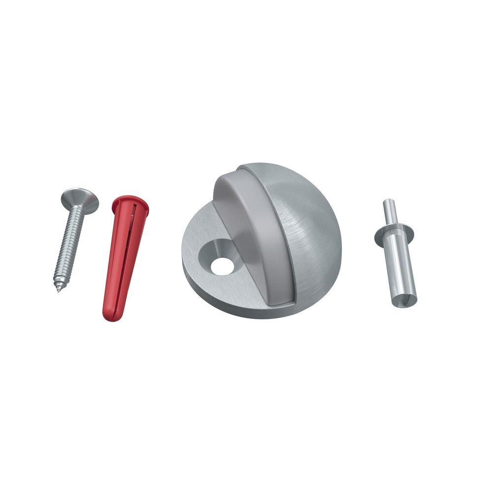 Solid Brass Doorstop Floor Mounted in Satin Chrome 