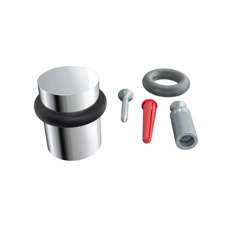 Solid Brass Doorstop Floor Mounted 1.5 in. tall in Polished Chrome 