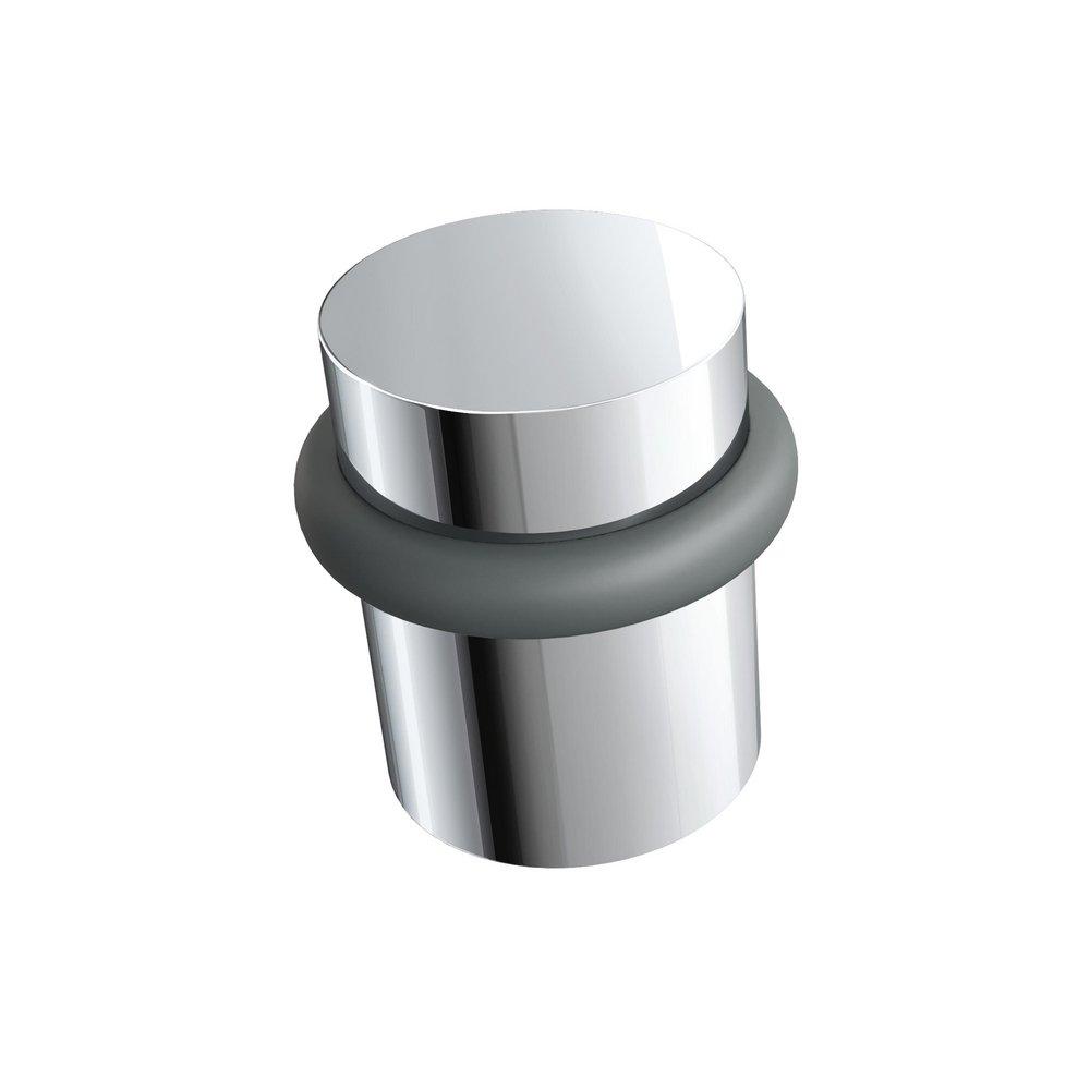 Solid Brass Doorstop Floor Mounted 1.5 in. tall in Polished Chrome 
