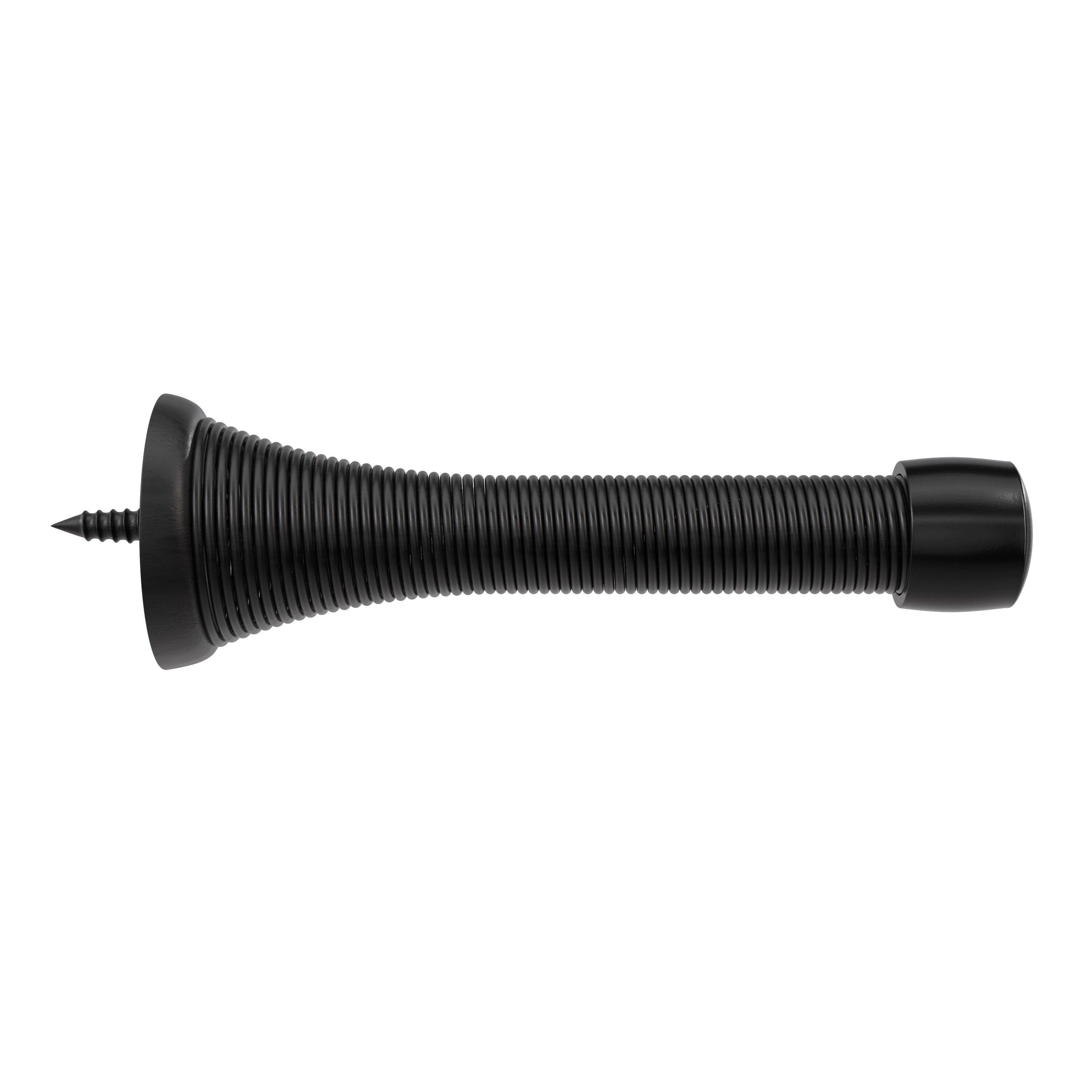 Westcraft Matte Black Spring Doorstop 4 in. Tapered Profile 