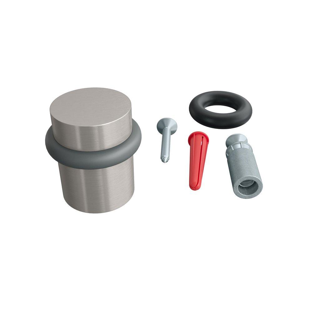 Solid Brass Doorstop Floor Mounted 1.5 in. tall in Satin Nickel 