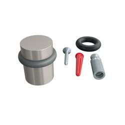 Solid Brass Floor Mounted Doorstop in Satin Nickel