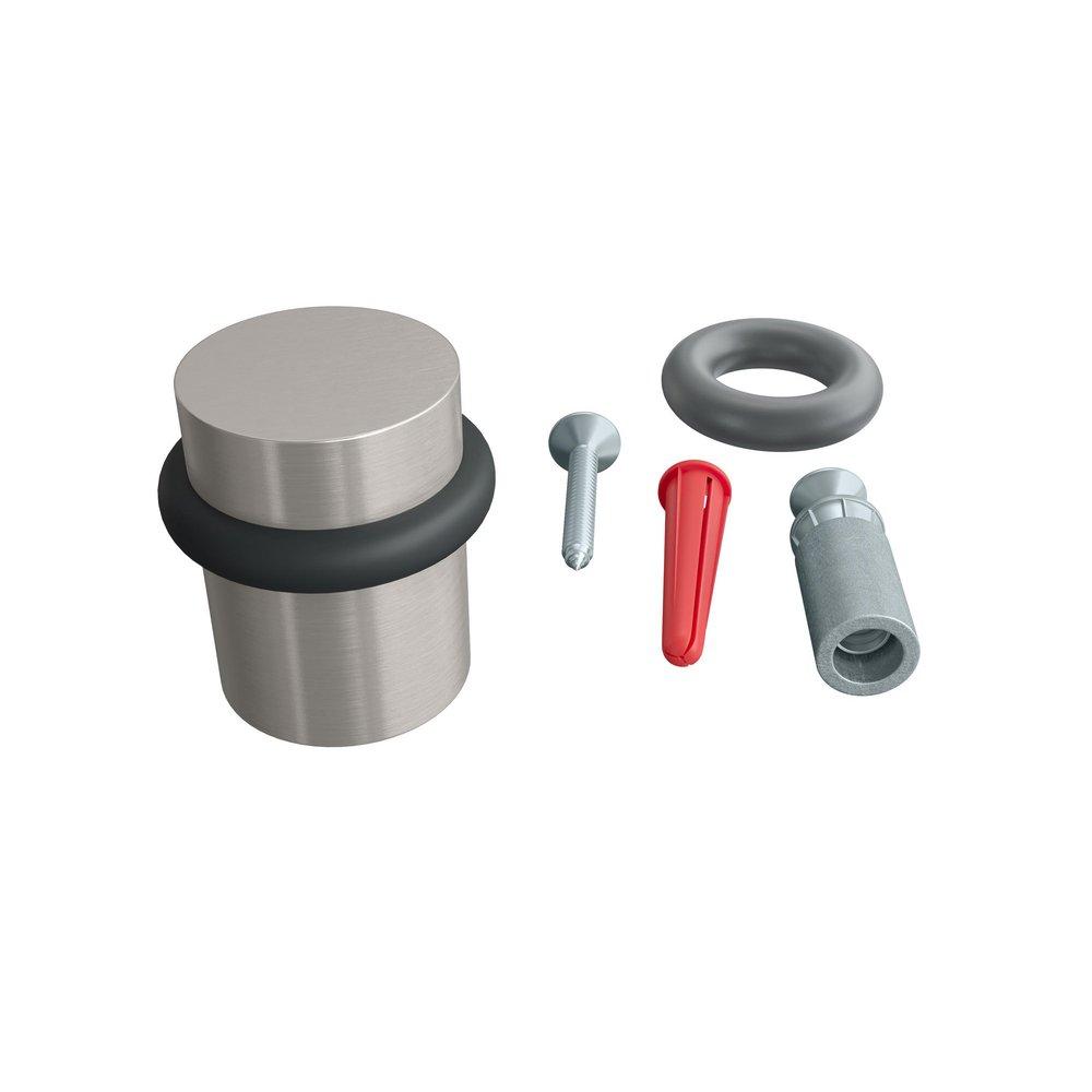 Solid Brass Doorstop Floor Mounted 1.5 in. tall in Satin Nickel 