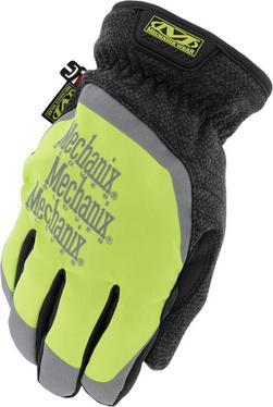 Size L Plastic Palm, Synthetic Fiber and Synthetic Leather Reusable Cut Resistant Winter Gloves in Black and Hi-Viz Yellow