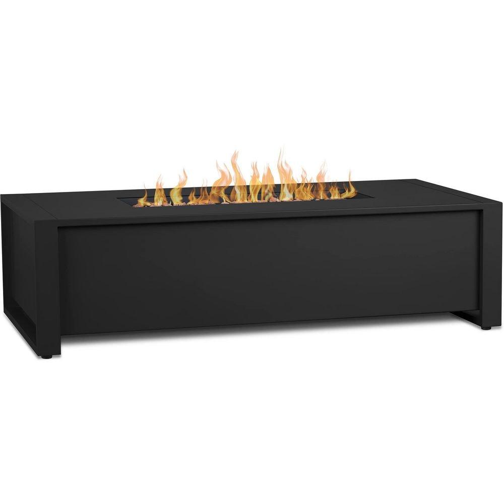 Keenan 52" Rectangle Propane Fire Table in Black by Real Flame 