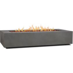 Aegean 70"" Rectangle Steel Propane or Natural Gas Fire Pit Table in Weathered Slate by Real Flame