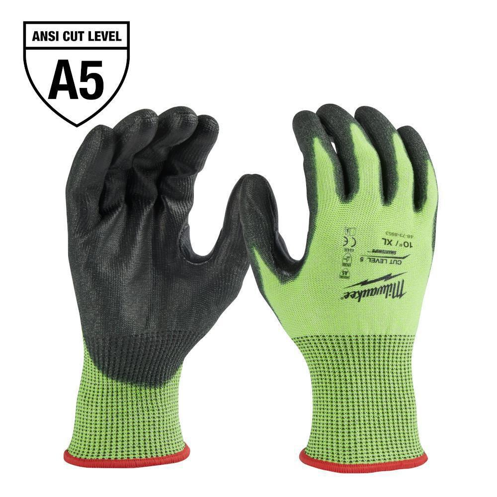 Milwaukee&reg; Fluorescent Yellow Plastic Dipped Gloves 