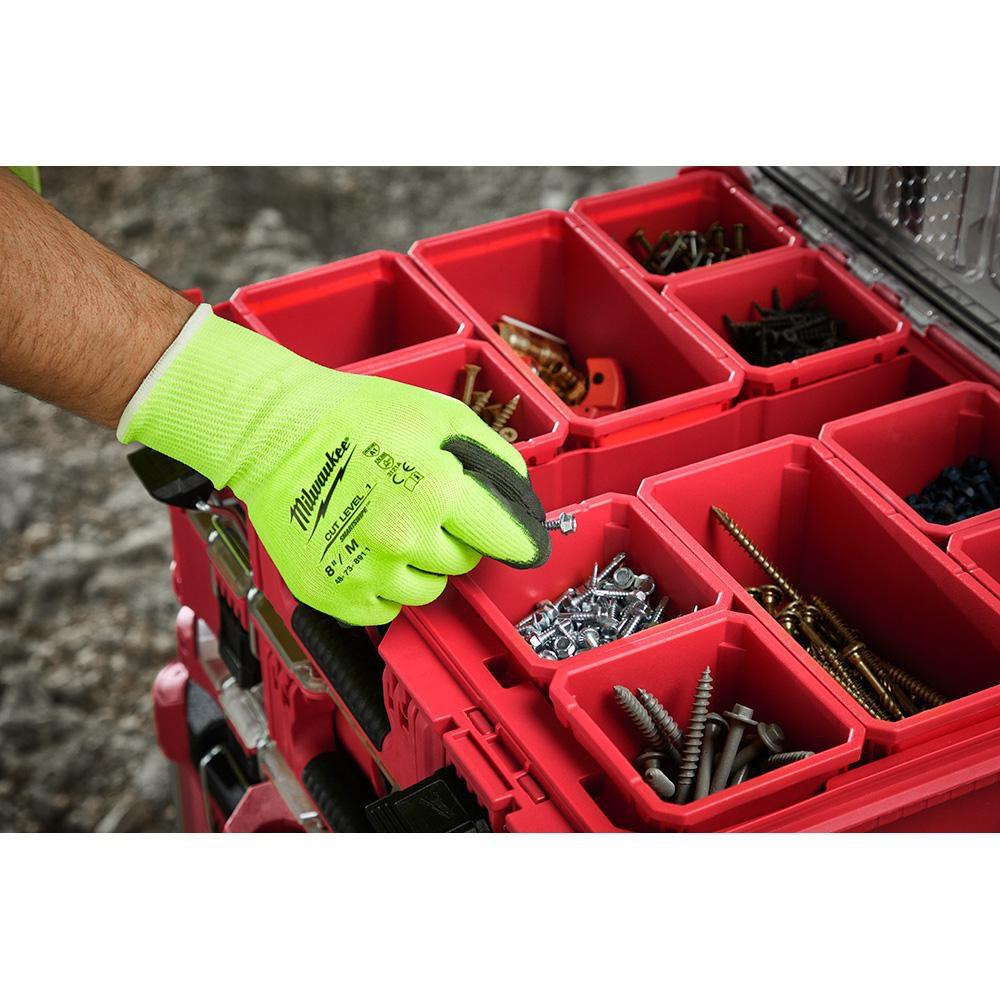 Milwaukee&reg; Lime Plastic Small Parts Handling Gloves in Lime and Black 