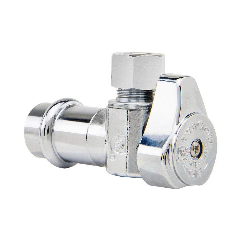 1/2 x 3/8 in. Press x Compression Angle Supply Stop Valve in Chrome 