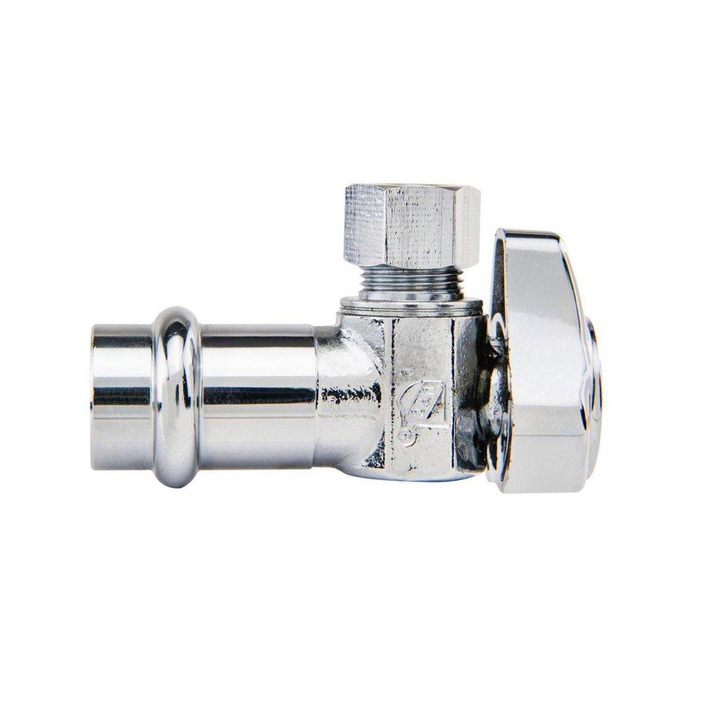 1/2 x 3/8 in. Press x Compression Angle Supply Stop Valve in Chrome 