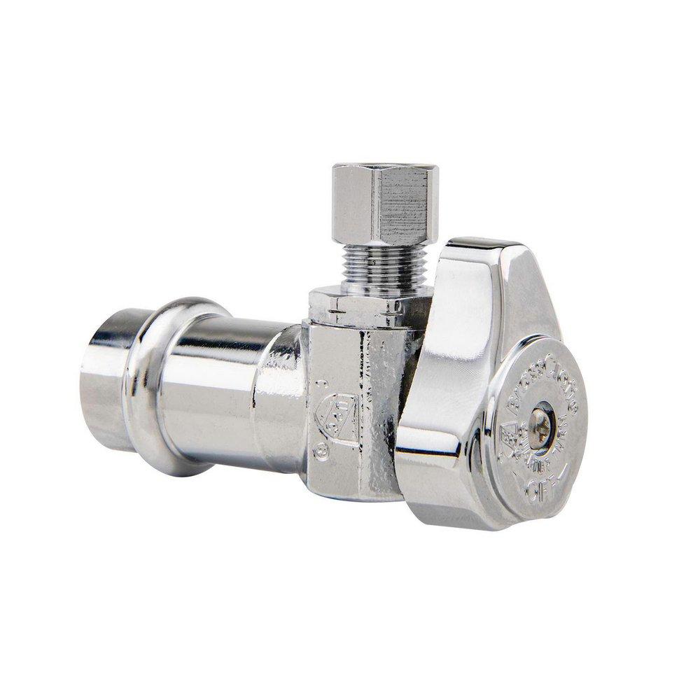 1/2 x 1/4 in. Press x Compression Angle Supply Stop Valve in Chrome 