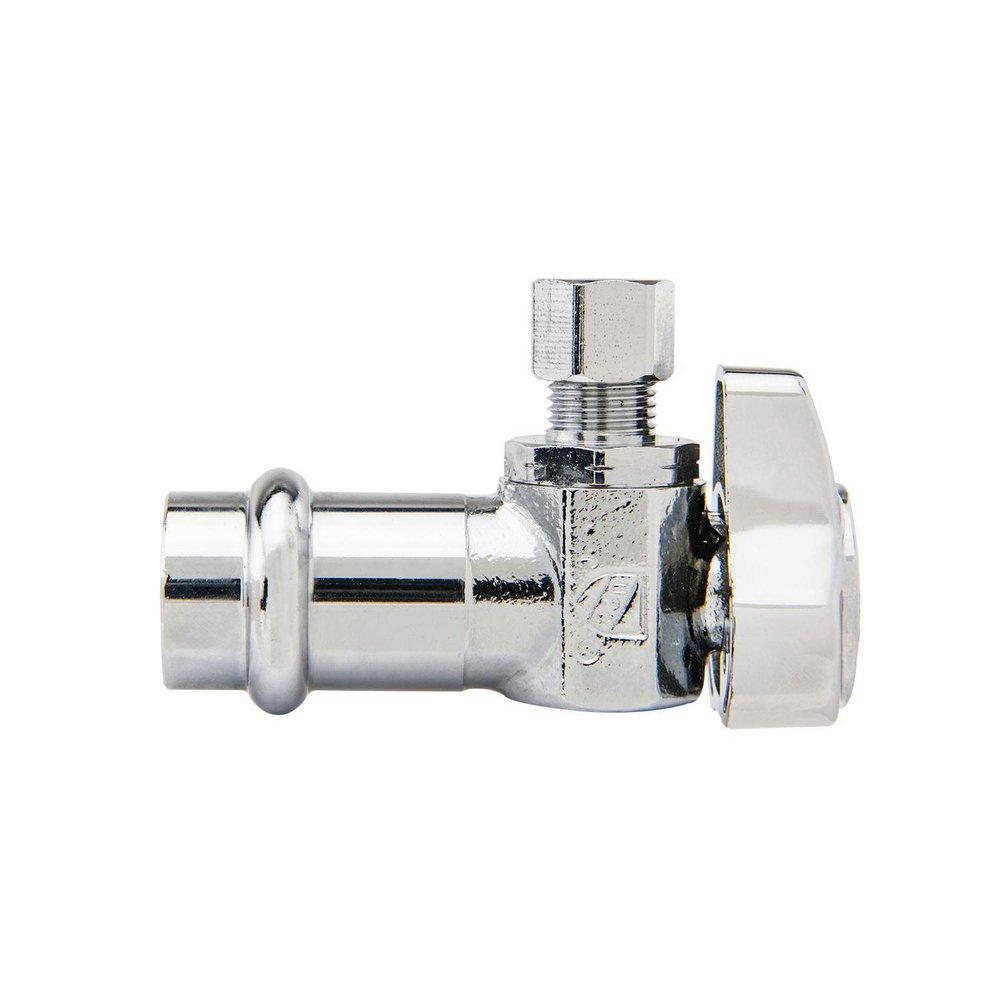 1/2 x 1/4 in. Press x Compression Angle Supply Stop Valve in Chrome 