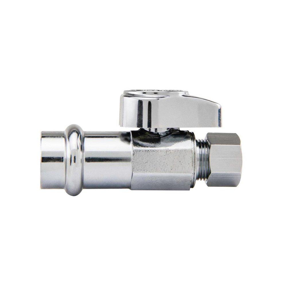 1/2 x 3/8 in. Press x Compression Straight Supply Stop Valve in Chrome 