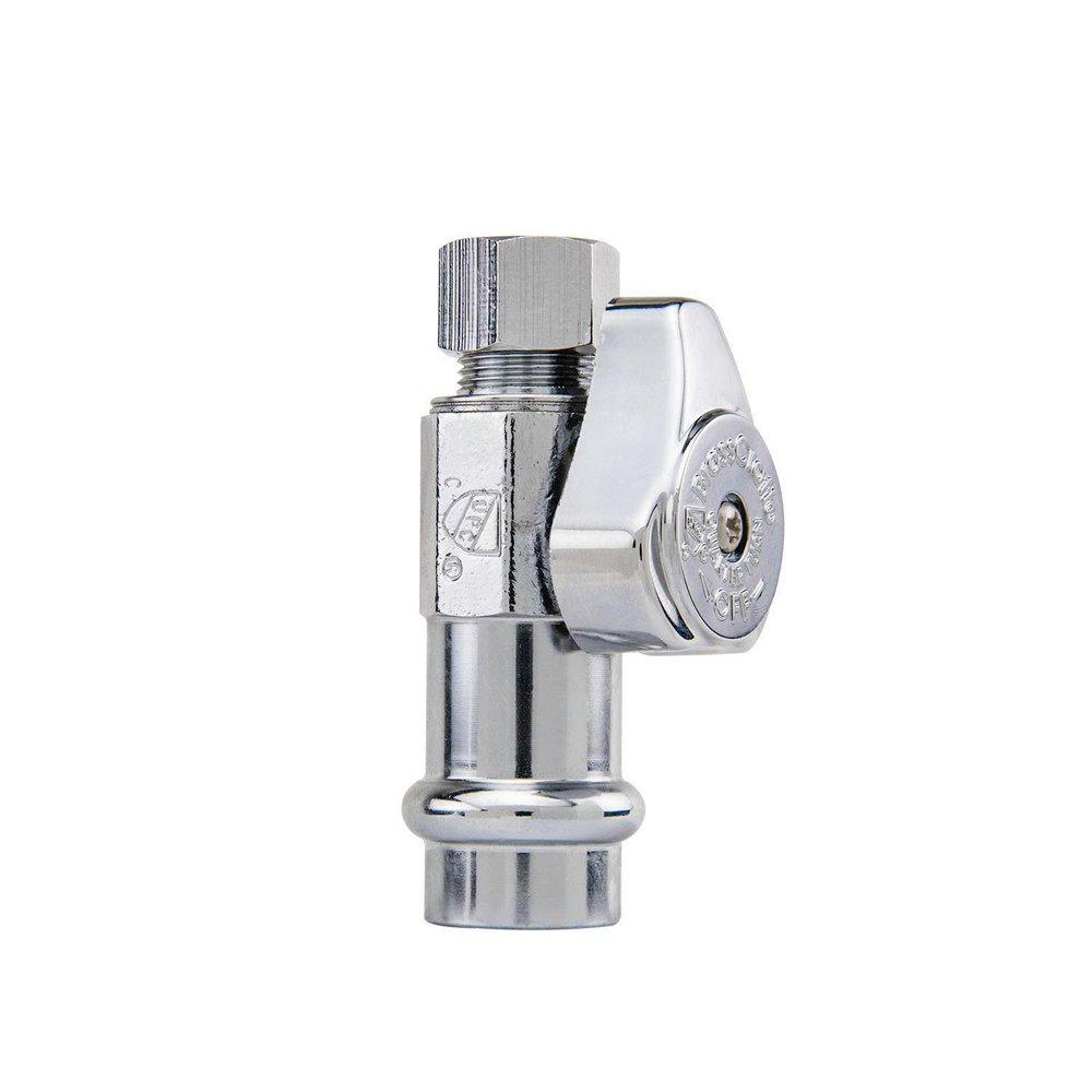 1/2 x 3/8 in. Press x Compression Straight Supply Stop Valve in Chrome 