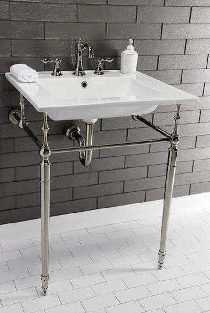 Kingston Brass White Consoles and Undermount Bathroom Sink 
