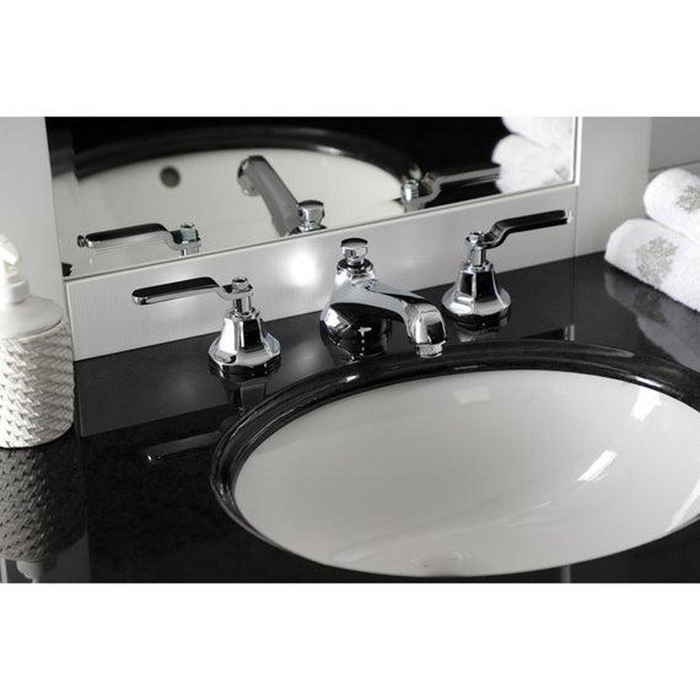 WHITAKER 1.2 GPM DECK MOUNTED WIDESPREAD BATHROOM FAUCET WITH POP-UP DRAIN ASSEMBLY 