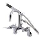 Three Handle Wall Mount Tub Filler with Handshower in Polished Chrome