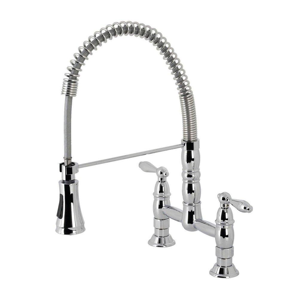 HERITAGE 1.8 GPM WIDESPREAD BRIDGE PULL DOWN KITCHEN FAUCET 
