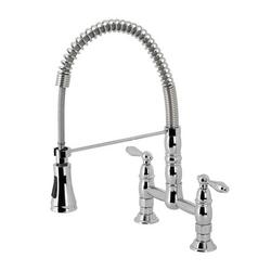 Two Handle Bridge Kitchen Faucet in Polished Chrome