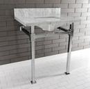 MONARCH 22 WALL MOUNTED RECTANGULAR MARBLE LAVATORY CONSOLE WITH STAINLESS STEEL CONSOLE STAND 