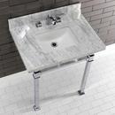 Kingston Brass Marble White/Polished Chrome Consoles, Freestanding and Undermount Bathroom Sink 