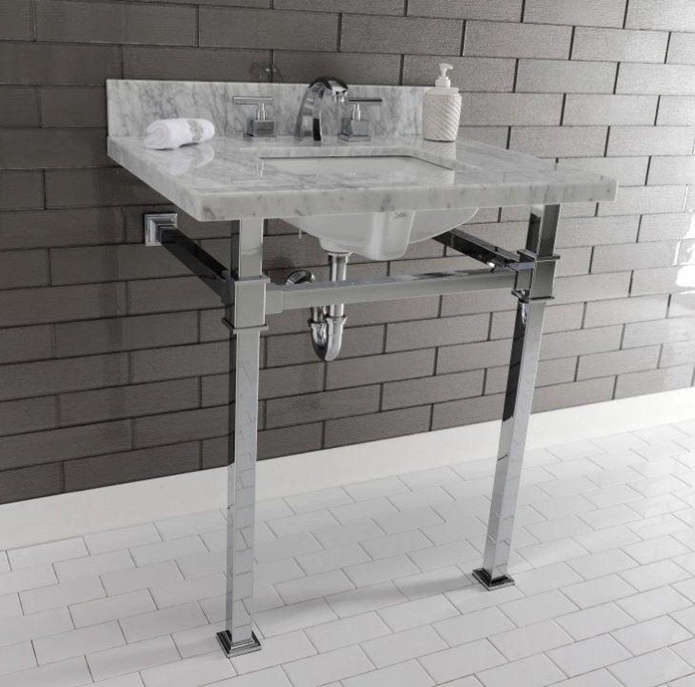 Kingston Brass Marble White/Polished Chrome Consoles, Freestanding and Undermount Bathroom Sink 