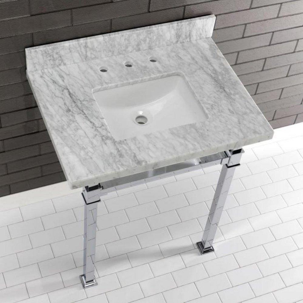 Kingston Brass Marble White/Polished Chrome Consoles, Freestanding and Undermount Bathroom Sink 