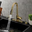 Kingston Brass Brushed Brass Single Handle Pull Down Kitchen Faucet 