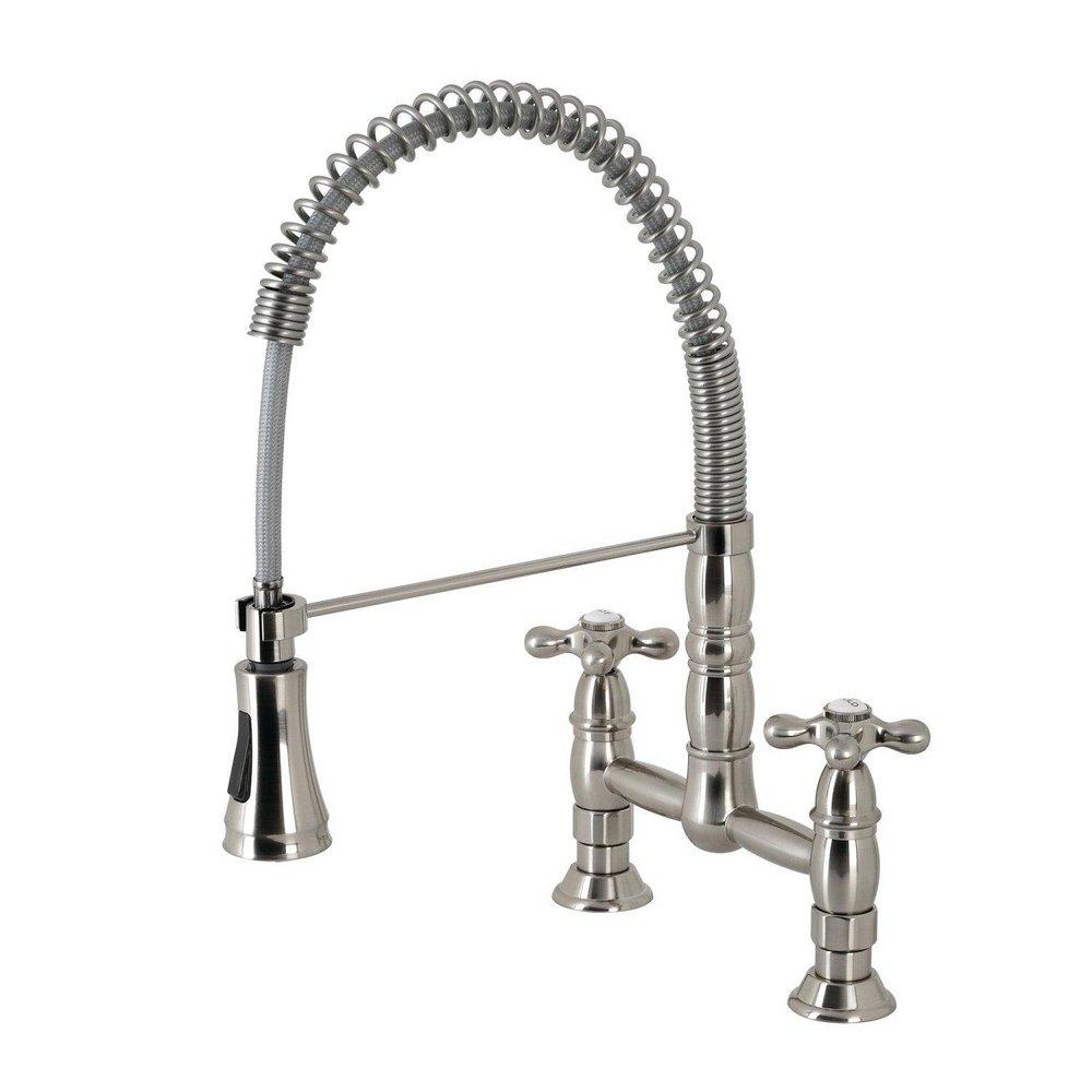HERITAGE 1.8 GPM WIDESPREAD BRIDGE PULL DOWN KITCHEN FAUCET 