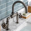 Kingston Brass Black Stainless Two Handle Bridge Bathroom Sink Faucet in Black Stainless 