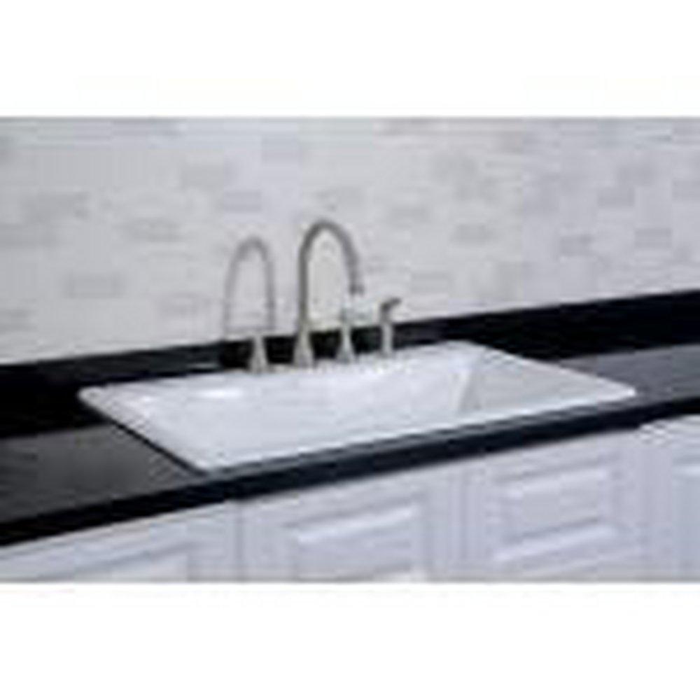 Kingston Brass White 36 x 22 in. 4 Hole Cast Iron 1 Bowl Drop-in Kitchen Sink 
