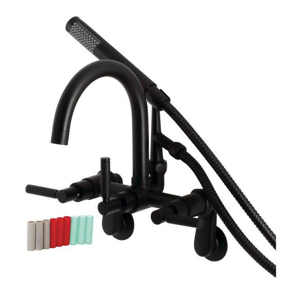 Kingston Brass Matte Black Three Handle Wall Mount Filler 