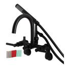 Kingston Brass Matte Black Three Handle Wall Mount Filler 