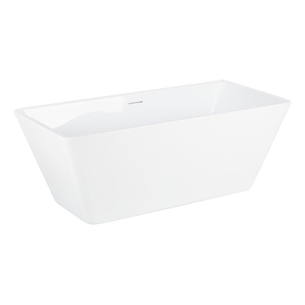 Signature Hardware White 63-5/8 x 28-1/2 in. Freestanding Bathtub with Offset Drain 