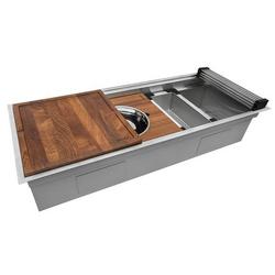 45 in. Undermount Stainless Steel Single Bowl Workstation Kitchen Sink