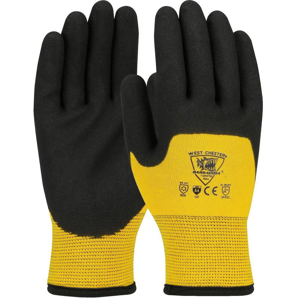West Chester&reg; Yellow Acrylic Lining, Foam Grip and Plastic Liner Reusable Winter Gloves in Yellow and Black 