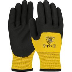 Size XL Acrylic Lining, Foam Grip and Plastic Liner Reusable Winter Gloves in Yellow and Black