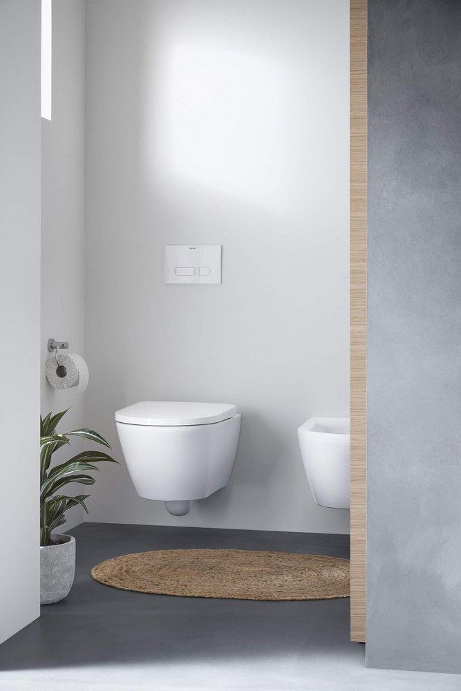 Duravit White 0.8 gpf/1.28 gpf Round Wall Mount One Piece Toilet 