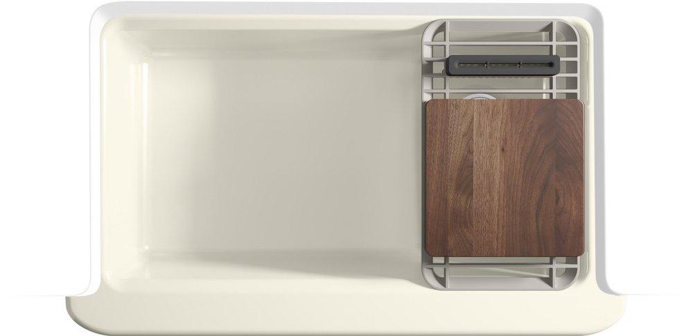 KOHLER Biscuit 35-5/8 x 21-5/16 in. No Hole Cast Iron Single Bowl Farmhouse and Undermount Kitchen Sink 