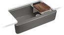 35-5/8 in. Undermount Farmhouse Cast Iron Single Bowl Workstation Kitchen Sink in Thunder™ Grey