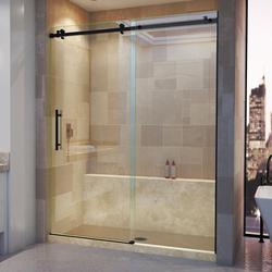 76 x 60 in. Frameless Sliding Shower Door in Satin Black