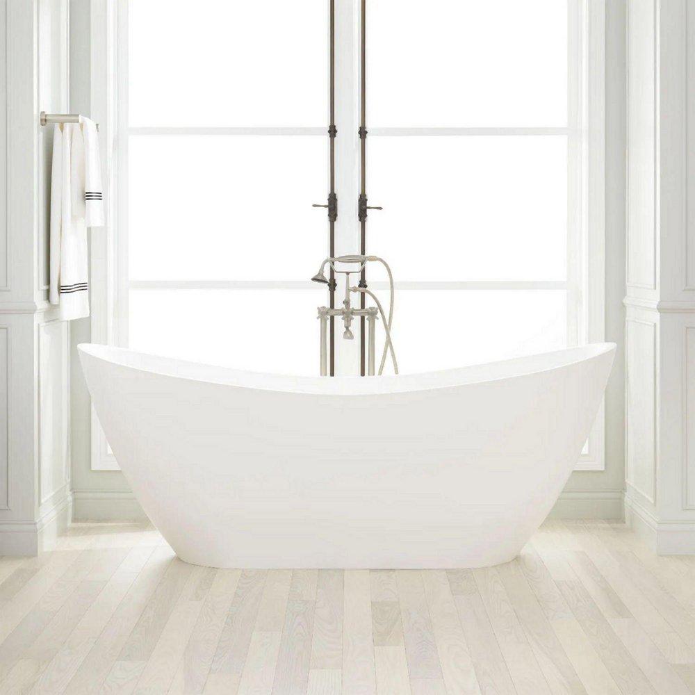 72 x 28 in. Freestanding Bathtub with Center Drain in White 