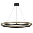 Visual Comfort & Co. Modern Matte Black/Weathered Oak 3-4/5 x 48 in. 123.6W 1-Tier 1-Light Integrated LED Contemporary and Transitional Chandelier 
