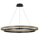 3-4/5 x 48 in. 123.6W 1-Tier 1-Light Integrated LED Contemporary and Transitional Chandelier in Matte Black with Weathered Oak