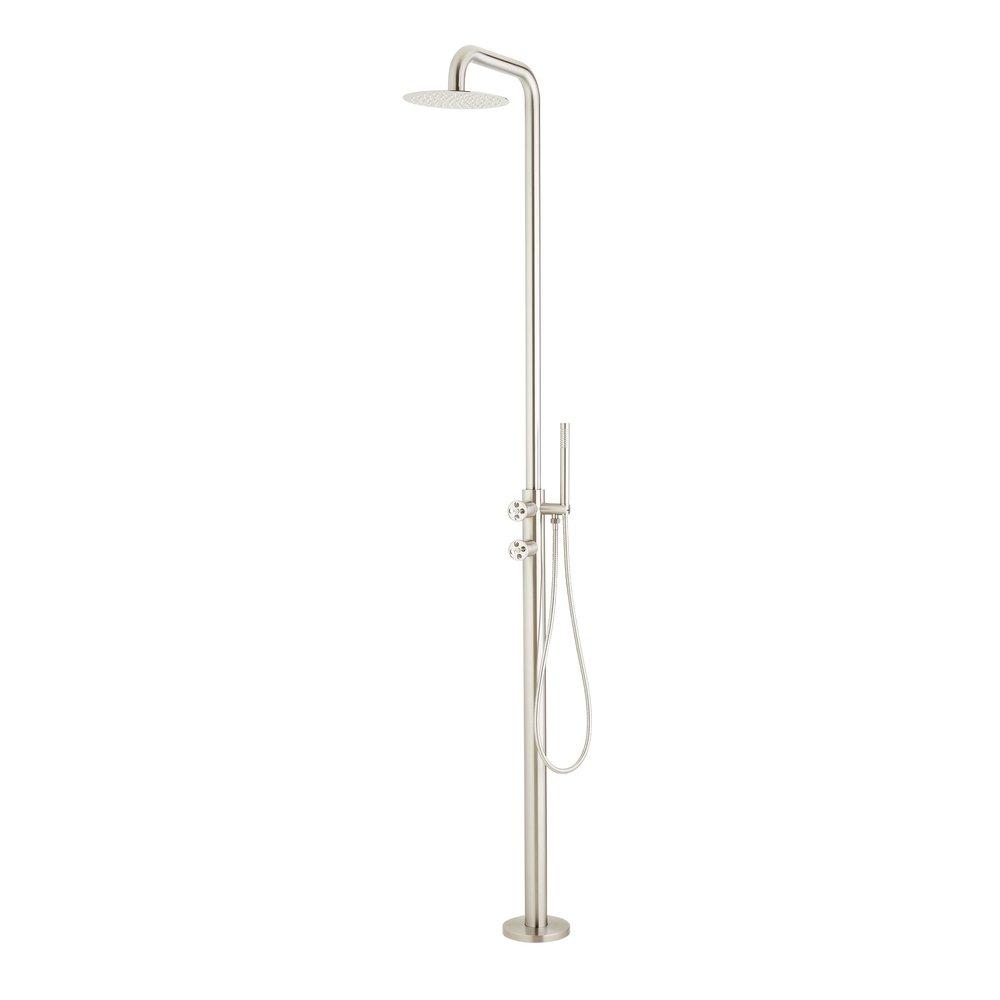 Freestanding Outdoor Shower Panel with Square Neck and Hand Shower 