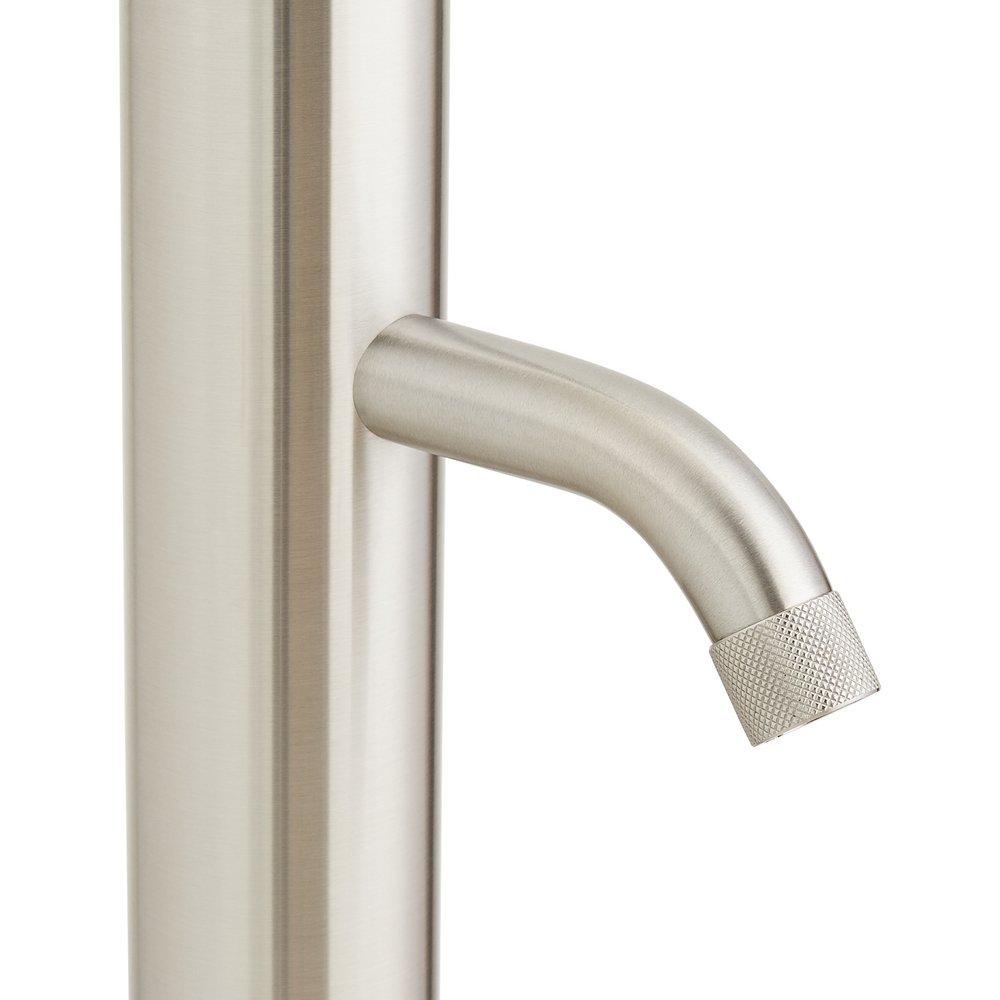 Freestanding Outdoor Shower Panel with Curved Neck and Hand Shower 