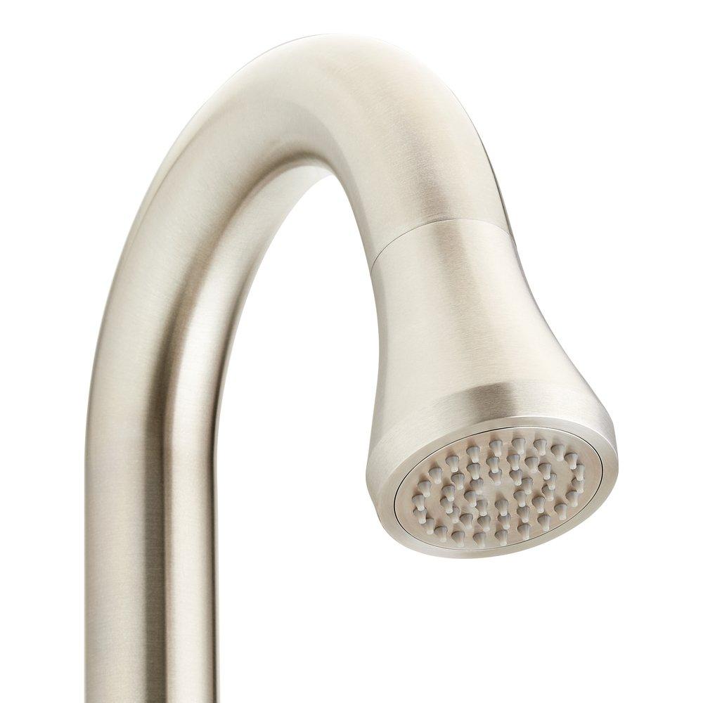 Freestanding Outdoor Shower Panel with Curved Neck and Hand Shower 